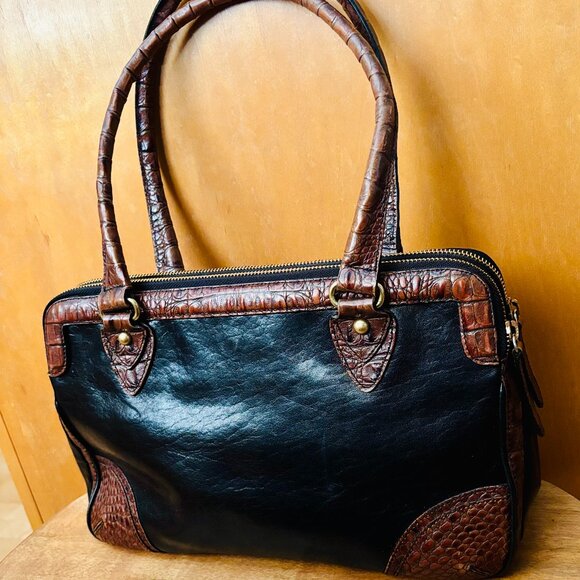 Brahmin Handbags - Brahmin Leather Satchel Doctor Style Handbag with Crocodile Embosssed Trim